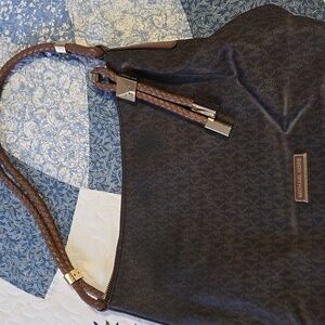 MICHAEL Michael Kors Dark Brown Monogram Shoulder Bag